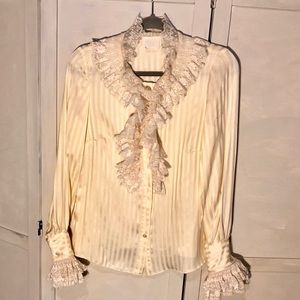 Designer Anna Sui Vintage Silk Blouse